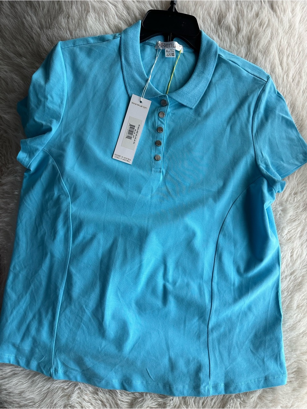 Renuar Blue Jay light Blue Short-Sleeve Polo Top XL pique Cotton